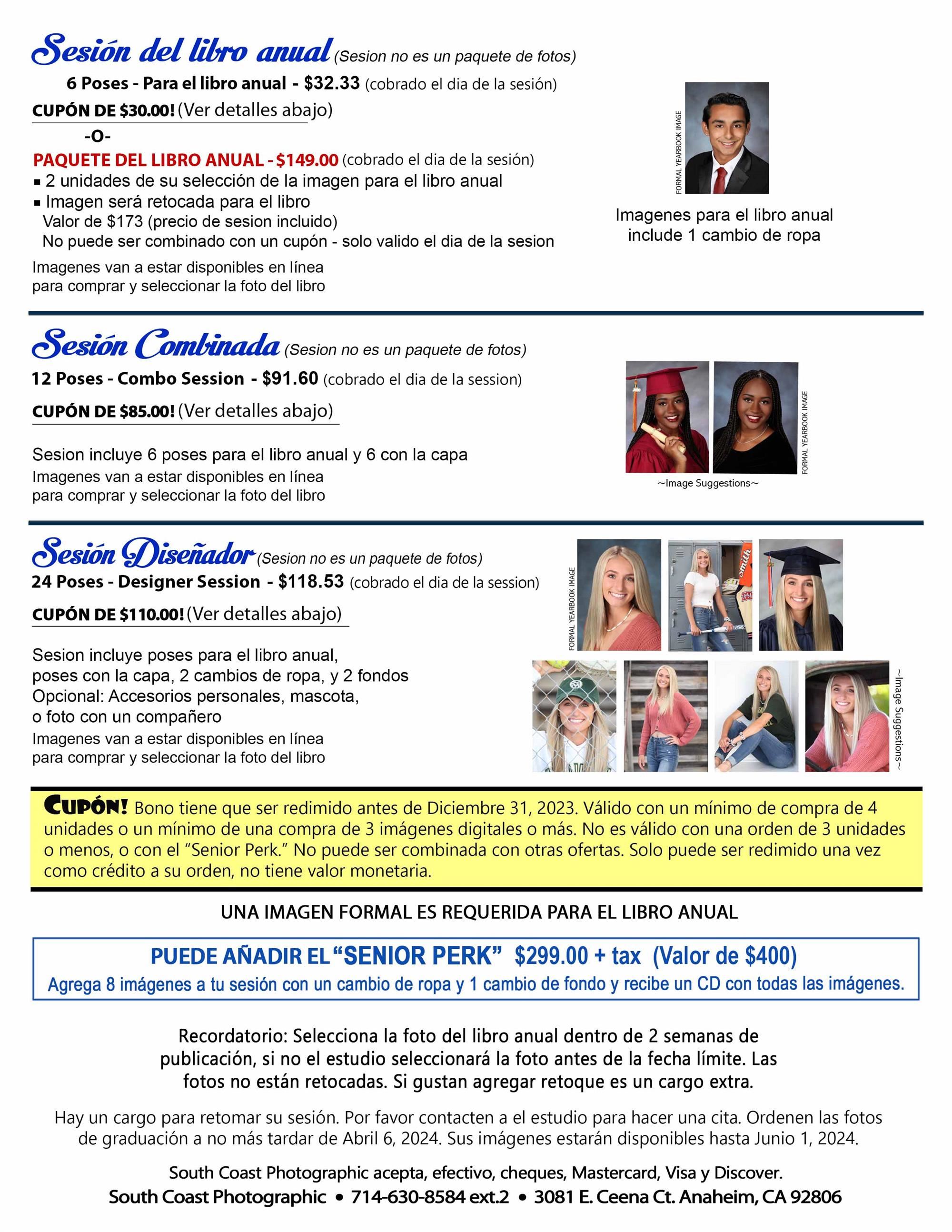 Senior Portrait Info in Spanish, image 2 of 2